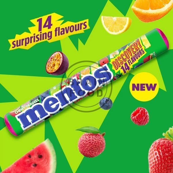 Конфеты жевательные Mentos Discovery, Ментос ассорти 14 фруктовых вкусов, 37,5 г id_4765 фото