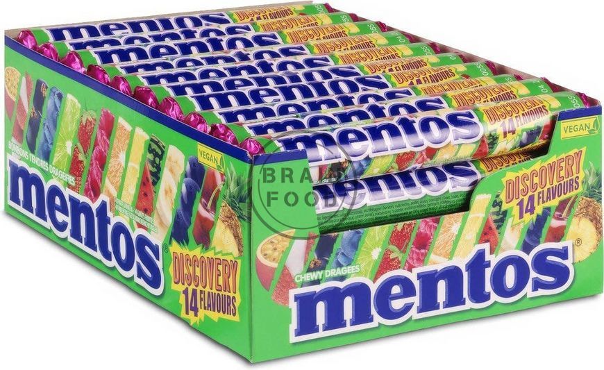 Конфеты жевательные Mentos Discovery, Ментос ассорти 14 фруктовых вкусов, 37,5 г id_4765 фото