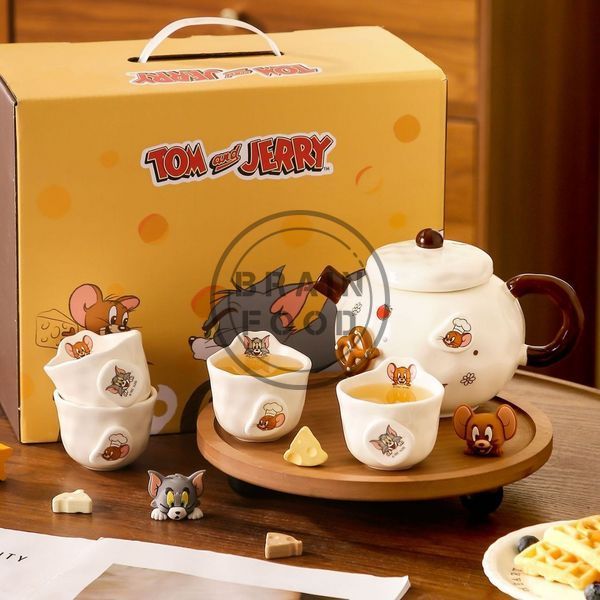 Подарочный керамический чайный сервиз "Том и Джерри" (Tom and Jerry) с 5 предметов id_4843 фото