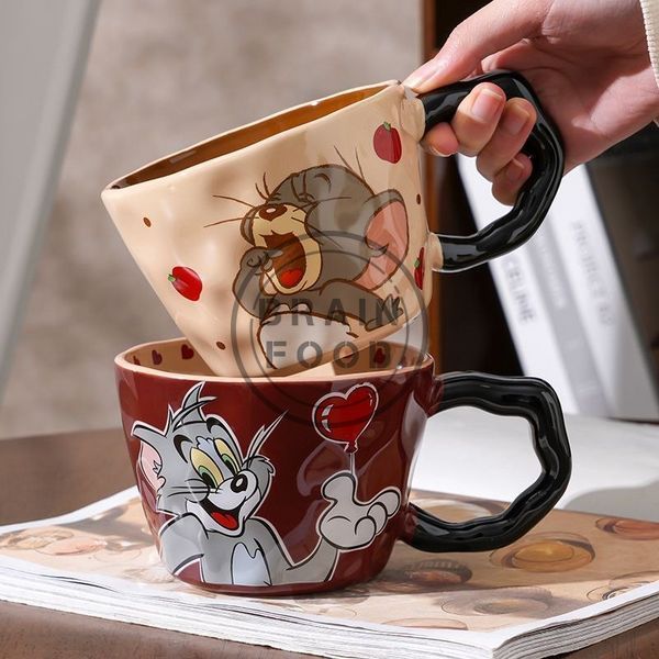 Большая керамическая чашка "Том и Джерри" Tom and Jerry &ndash; милая чашка с ложечкой для завтрака 530 мл  id_4845 фото