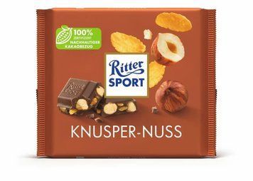 Шоколад Ritter Sport Knusper Nuss Риттер Спорт с целым фундуком и кукурузными хлопьями 250 г id_4502 фото