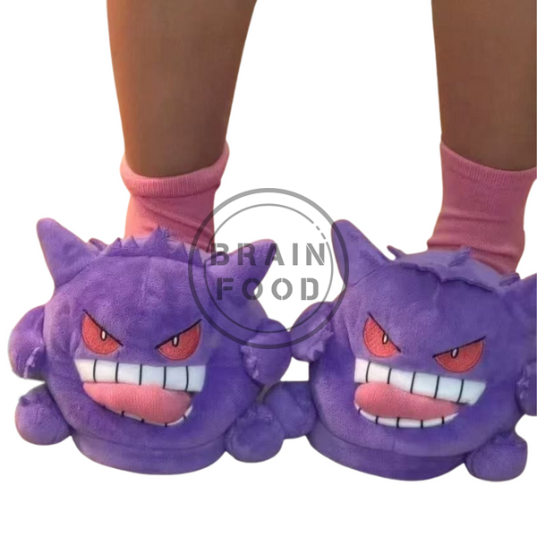 Набор плюшевых тапочек с открытым носком покемон Gengar "Генгар" и милые носки с мультяшным персонажем id_4963 фото