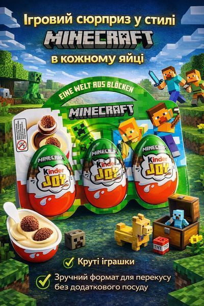 Набор Kinder Joy Minecraft Киндер джой Майнкрафт (коллекция 2026) 3&times;20 г id_4737 фото