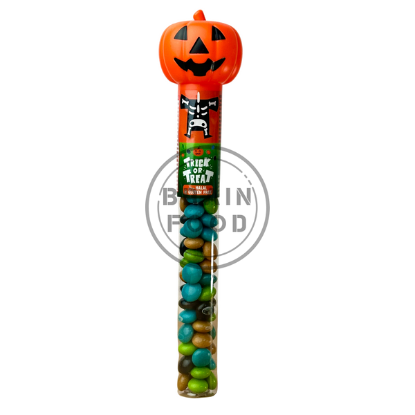 Шоколадні драже в тубусі Хелловін Halloween Sticks 55 g (Гарбуз) id_2605 фото