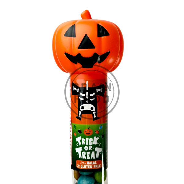 Шоколадні драже в тубусі Хелловін Halloween Sticks 55 g (Гарбуз) id_2605 фото