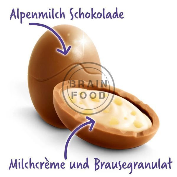 Шоколадные пасхальные яйца Milka Bonbons Knister Милка с молочной кремовой начинкой и взрывной карамелью 86 г id_4747 фото