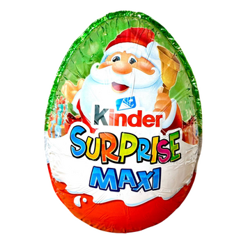 Шоколадне яйце Kinder Maxi 100 г Дід Мороз (зелене) id_2814 фото