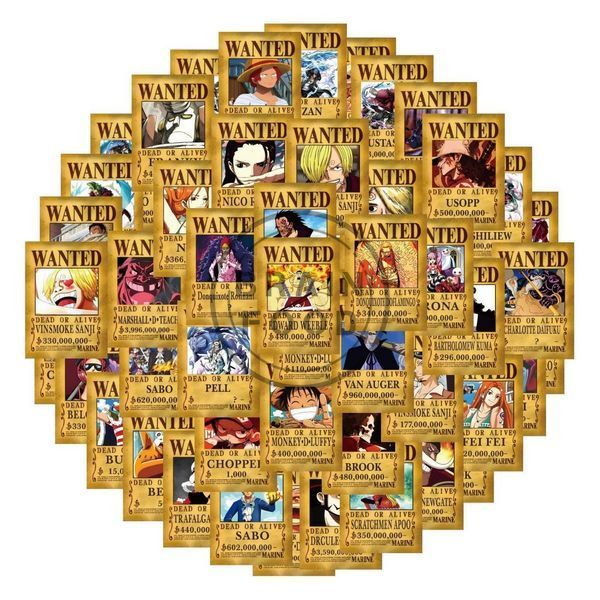 Набор №2 коллекционных наклеек Wanted Poster из популярного аниме &laquo;Ван-Пис&raquo; (One Piece) - 54 шт id_5163 фото