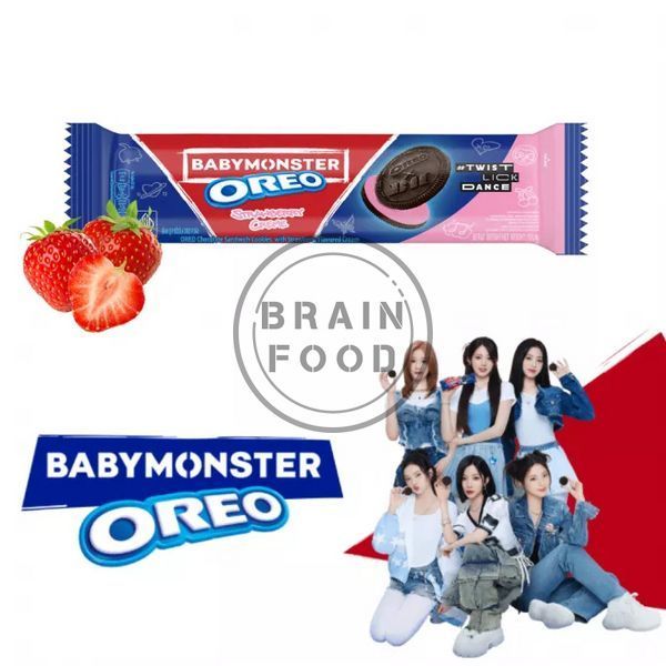 Печиво Oreo BabyMonster Sandwich Cookies with Marshmallow Орео чорні печива - сендвічі з полуничним маршмеллоу 110,4г id_4682 фото