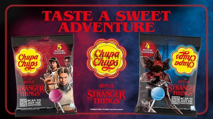 Льодяники Chupa Chups Stranger Things &laquo;Дивні дива&raquo; 120 г (4 смаки - 10 шт) id_4223 фото