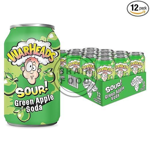 Газированный напиток WarHeads Sour Green Apple Soda (кислое зеленое яблоко-сода), 330 мл id_2079 фото