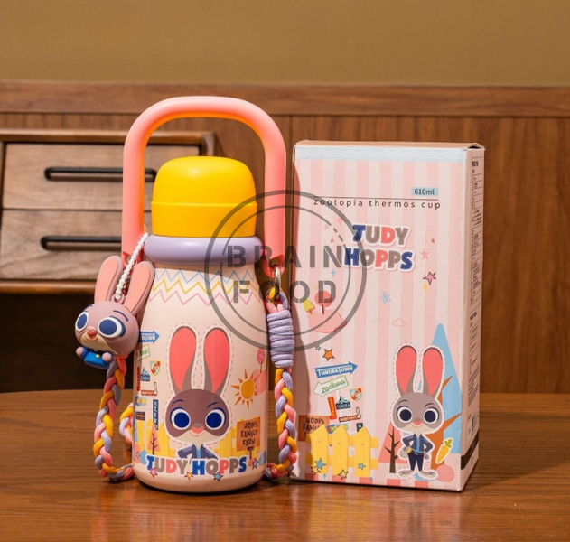 Дитячий термос зі шнурком у стилі мультфільму "Звірополіс" (Zootopia) 500 мл Джуді Хоппс id_4757 фото