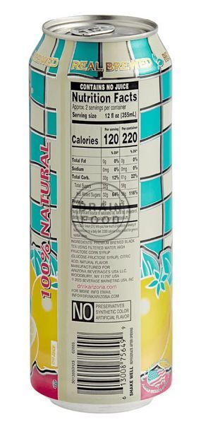 Аризона холодный черный чай со вкусом лимона AriZona Iced Tea Lemon 650 мл id_4992 фото
