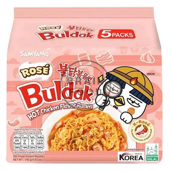 Лапша Samyang Buldak Ros&eacute; Hot Chicken Рамен Булдак со сливочно-томатным соусом Розе (Острая курка) 140 г id_4772 фото