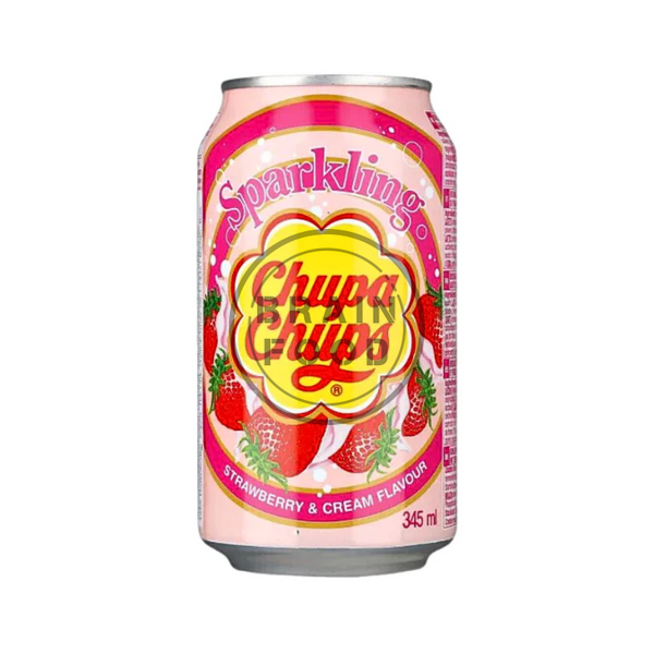 Напій Chupa Chups Strawberry & Cream flavour полуниця з вершками газований жб 345мл id_1101 фото